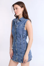 Collared Button-Front Denim Mini Dress thumbnail 10