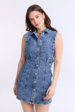 Collared Button-Front Denim Mini Dress thumbnail 6