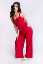 Linen-Blend Smocked Jumpsuit thumbnail 1