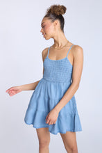 Chambray Smocked Tiered Mini Dress thumbnail 1