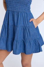 Chambray Smocked Tiered Mini Dress thumbnail 7