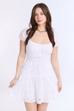 Eyelet Embroidered Channeled Waist Mini Dress thumbnail 1