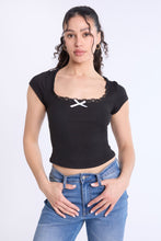 Short Sleeve Lace Trim Baby Tee thumbnail 5