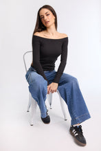 Ribbed Slim Off-Shoulder Sweater thumbnail 6