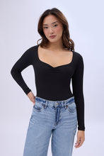 Ribbed Knit Long Sleeve Sweetheart Neckline Bodysuit thumbnail 6