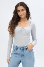Ribbed Knit Long Sleeve Sweetheart Neckline Bodysuit thumbnail 10