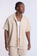 Cotton-Blend Textured Geometric Knit Short Sleeve Shirt thumbnail 1