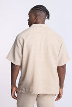 Cotton-Blend Textured Geometric Knit Short Sleeve Shirt thumbnail 3