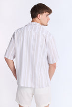 Linen-Blend Textured Striped Short Sleeve Shirt thumbnail 3