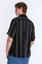 Linen-Blend Textured Striped Short Sleeve Shirt thumbnail 4