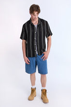 Linen-Blend Textured Striped Short Sleeve Shirt thumbnail 5