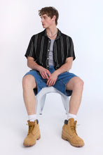 Linen-Blend Textured Striped Short Sleeve Shirt thumbnail 6