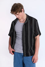 Linen-Blend Textured Striped Short Sleeve Shirt thumbnail 2