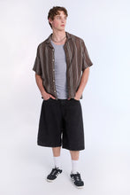 Linen-Blend Textured Striped Short Sleeve Shirt thumbnail 9