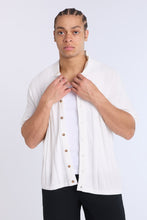 Cotton-Blend Button-Up Short Sleeve Textured Knit Shirt thumbnail 2