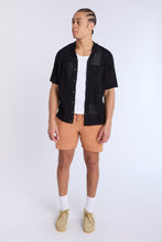 Cotton-Blend Button-Up Short Sleeve Eyelet Knit Shirt thumbnail 5