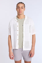 Cotton-Blend Button-Up Short Sleeve Eyelet Knit Shirt thumbnail 1