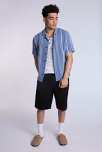 Cotton-Blend Sweater Knit Striped Short Sleeve Shirt thumbnail 4