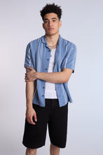 Cotton-Blend Sweater Knit Striped Short Sleeve Shirt thumbnail 1