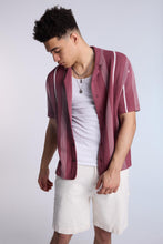 Cotton-Blend Sweater Knit Striped Short Sleeve Shirt thumbnail 9