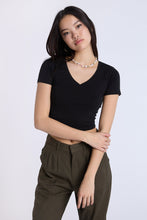 AERO Cotton Short Sleeve V-Neck Cropped Tee thumbnail 6