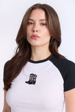 AERO Ribbed Knit Graphic Raglan Sleeve Baby Tee thumbnail 2