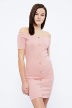 Button Front Off the Shoulder Dress thumbnail 8