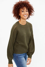 Knit Sweater with Pointelle Sleeves thumbnail 1