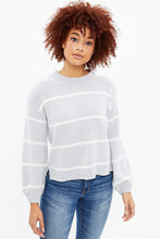 Striped Pullover Sweater with Balloon Sleeves thumbnail 3