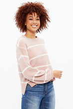 Striped Pullover Sweater with Balloon Sleeves thumbnail 1