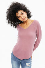 Brushed Waffle V-Neck Long Sleeve thumbnail 4
