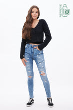 Jegging Emma dÃ©chirÃ© et rÃ©parÃ© Repreve taille haute thumbnail 2