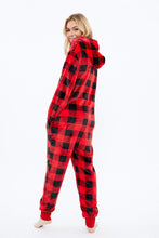 Soft Plush Plaid Sherpa Lined Zip-Up Onesie thumbnail 4