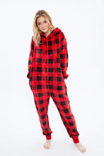 Soft Plush Plaid Sherpa Lined Zip-Up Onesie thumbnail 1