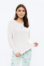 Haut pyjama super doux gaufré flamant de fête thumbnail 1