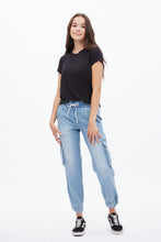 High Rise Knit Denim Cargo Jogger thumbnail 7