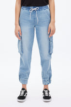 High Rise Knit Denim Cargo Jogger thumbnail 6