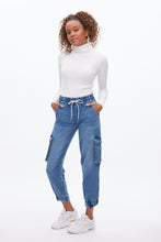 High Rise Knit Denim Cargo Jogger thumbnail 1