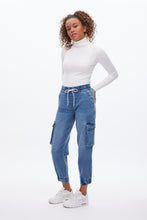 High Rise Knit Denim Cargo Jogger thumbnail 11