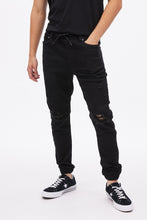 Knit Denim Destroyed Jogger thumbnail 1