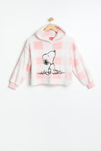 Haut à capuchon à enfiler pyjama AERO en sherpa à carreaux Snoopy brodé pour fille thumbnail 1