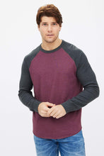 T-shirt manche long raglan thermique ras du cou bloc de couleurs thumbnail 1