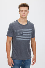 T-shirt dÃ©lavÃ© effet usÃ© Ã  imprimÃ© drapeau des Ãtats-Unis thumbnail 1