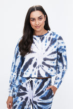 Tie Dye Crop Suede Fleece Crew Neck Sweatshirt thumbnail 1