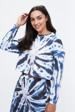 Tie Dye Crop Suede Fleece Crew Neck Sweatshirt thumbnail 3
