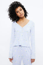 Haut pyjama cozy super doux henley col en V thumbnail 1