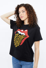 T-shirt petit ami à imprimé Rolling Stones langue en léopard thumbnail 2