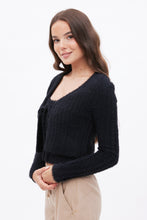 Cardigan en laine mohair pelucheux attaché à l'avant thumbnail 3