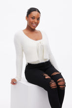 Cardigan en laine mohair pelucheux attaché à l'avant thumbnail 6