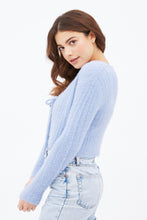 Cardigan en laine mohair pelucheux attaché à l'avant thumbnail 9